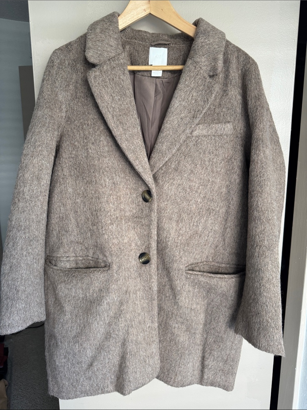 H&M Women's Single-Breasted Taupe Blazer Coat